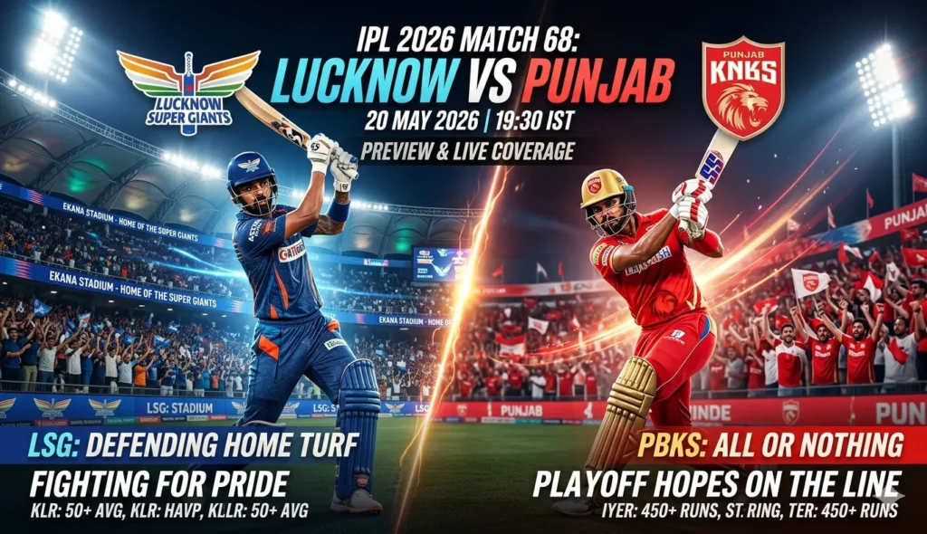 IPL 2026 Match 68 Preview LSG vs PBKS Live Analysis & Team Prediction