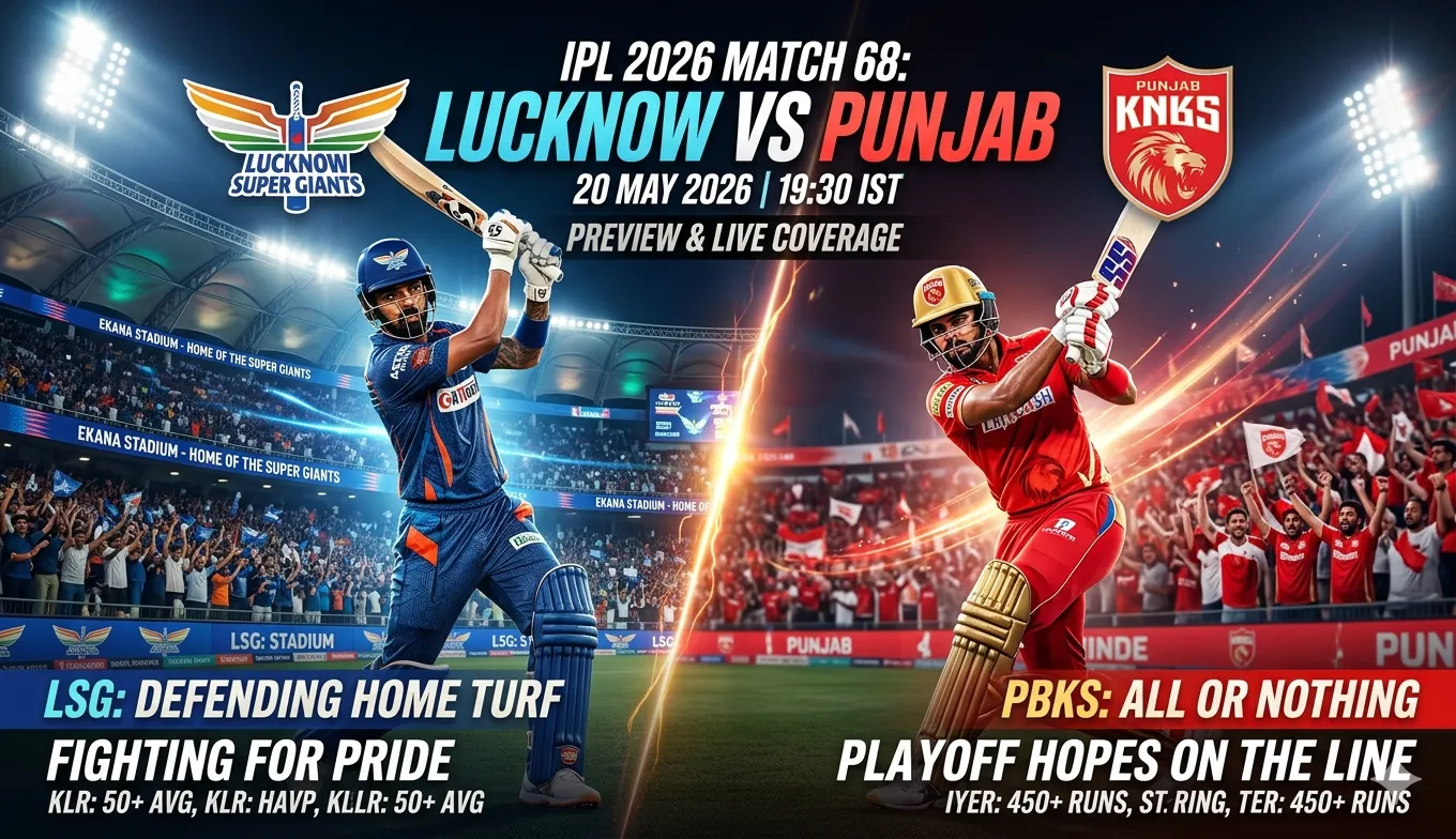 Read more about the article The Clash of Intent: Lucknow Super Giants vs Punjab Kings — IPL 2026, Match 68 Preview