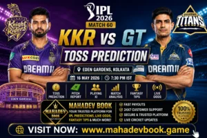 KKR vs GT Match Toss Prediction IPL 2026 Eden Gardens Pitch Report & Mahadev Book