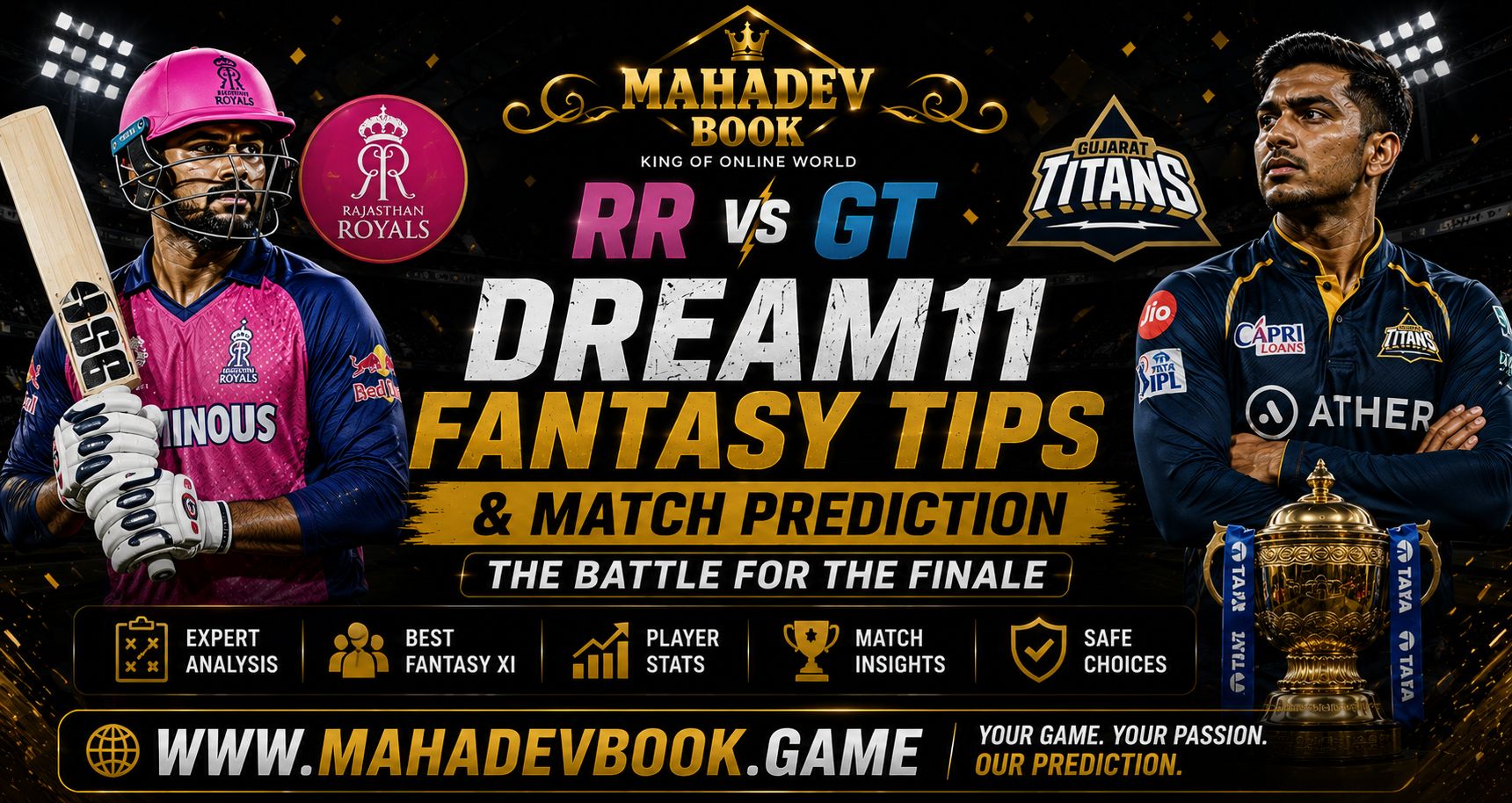 Read more about the article RR vs GT Dream11 Fantasy Tips & Match Prediction: The Battle for the Finale – Mahadev Book