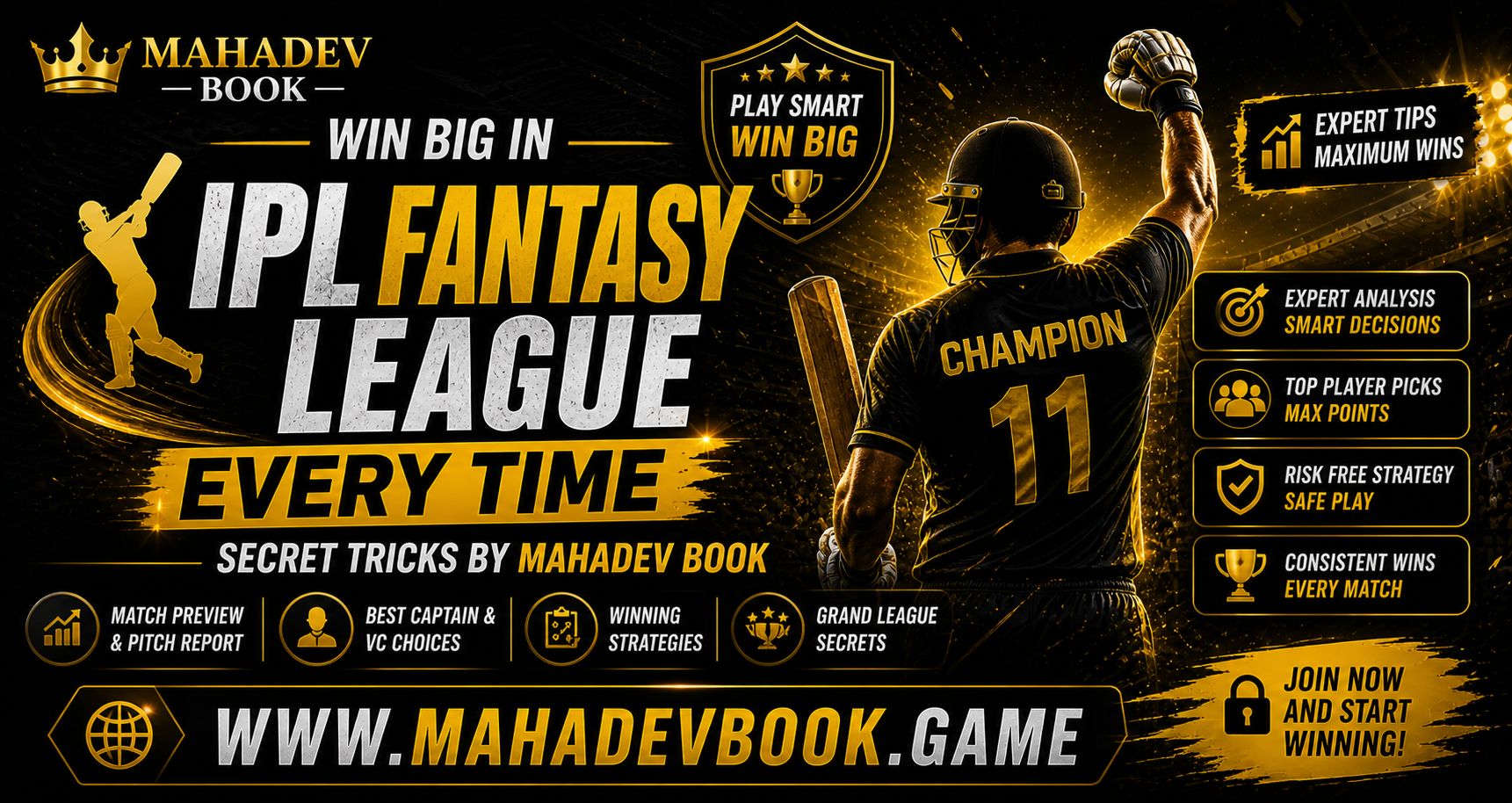Read more about the article Win Big in IPL Fantasy League Every Time – Secret Tricks by Mahadev Book