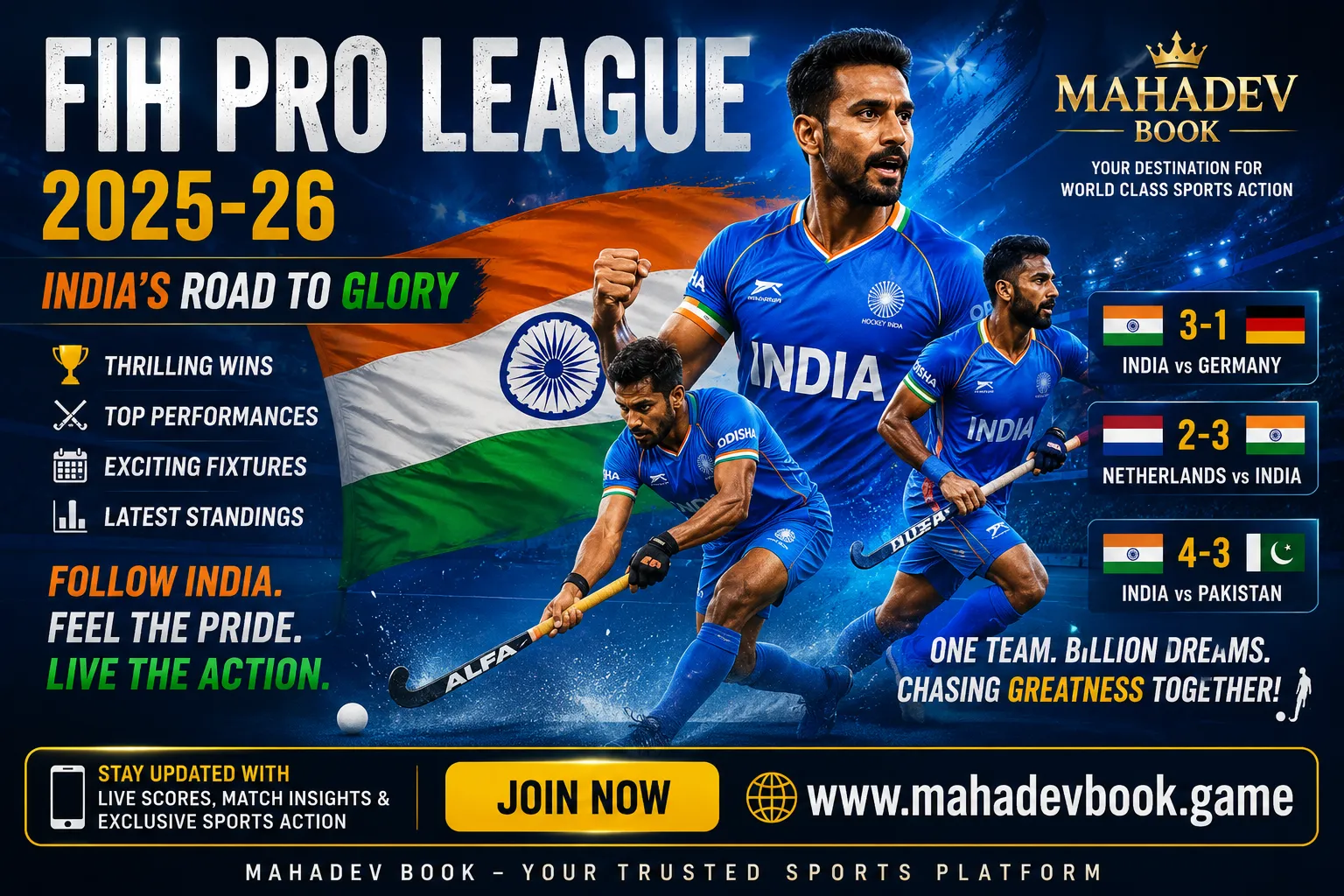 Read more about the article FIH Pro League 2025-26: India’s Road to Glory and What It Means for Hockey Fans on Mahadev Book