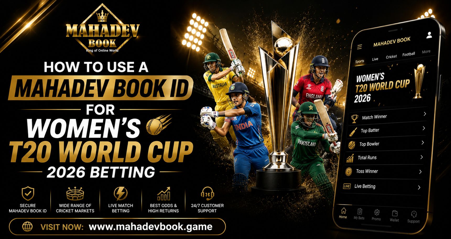 Read more about the article How to Use a Mahadev Book ID for Women’s T20 World Cup 2026 Betting